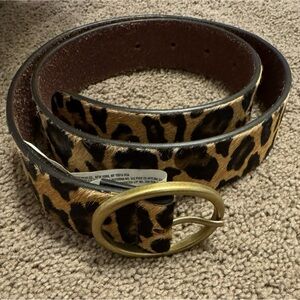 American Eagle Outfitters Animal Print Belt with Gold Buckle
